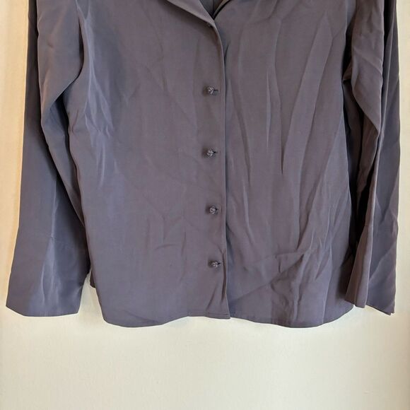 Eileen Fisher Women silk blend collared button down dark purple gray size small. - Picture 3 of 8